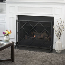 Load image into Gallery viewer, Minimalist Single Panel Iron Fireplace Screen With Diamond Design