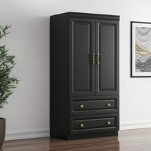 Load image into Gallery viewer, 71" Wood Two Door Two Drawer Manufactured Wood Combo Dresser - Black