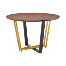 Load image into Gallery viewer, 48" Iron Sled Base Round Top Dining Table - Brown
