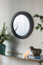 Load image into Gallery viewer, Circle Wall Mirror With Wooden Frame, Antique Classic Accent Mirror, For Living Room - Black