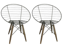 Load image into Gallery viewer, Metal Partially Open Back Dining Arm Chairs (Set of 2) - Gray / Brown