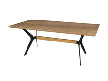 Load image into Gallery viewer, 79" Wood And Metal Trestle Base Dining Table - Brown / Red