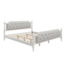 Load image into Gallery viewer, Traditional Style Solid Bed Frame With Upholstered Tufted Headboard, No Box Spring Needed