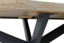Load image into Gallery viewer, 82" Solid Wood And Iron Pedestal Base Dining Table - Natural / Black