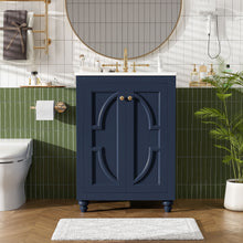 Load image into Gallery viewer, Bathroom Vanity With Ornate Elliptical Motif, Soft Close Hinges