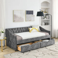 Load image into Gallery viewer, Upholstered Tufted Daybed With 2 Drawers, Waved Arms
