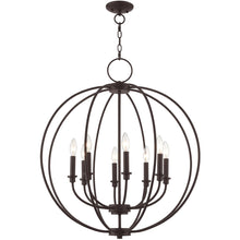 Load image into Gallery viewer, Eight Light Metal Dimmable Chandelier With Shades - Bronze