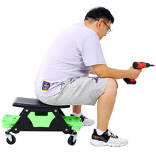 Load image into Gallery viewer, Heavy Duty Mechanic Stool With Tool Storage 300 Lbs Capacity Hdpe - Green