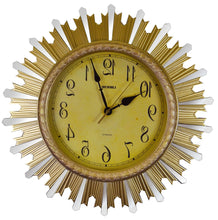 Load image into Gallery viewer, Silent Analog Sunburst Wall Clock - Gold / Silver