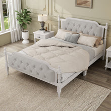 Load image into Gallery viewer, Traditional Style Solid Bed Frame With Upholstered Tufted Headboard, No Box Spring Needed