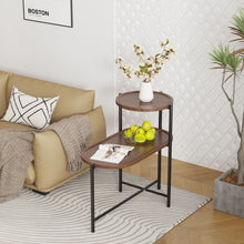 Load image into Gallery viewer, Round Coffee Table With Storage Tray 2 Tier Oval End Tables Wooden Small Side Table For Living Room