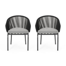 Load image into Gallery viewer, Outdoor Wicker Chair With Powder Coated Iron Legs