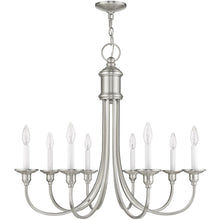 Load image into Gallery viewer, 27" Eight Light Dimmable Chandelier With Shades - Nickel