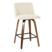 Load image into Gallery viewer, Toriano - Mid-Century Modern Counter Stool, Square Footrest (Set of 2) - Walnut / Cream