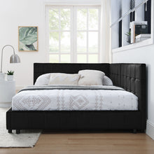 Load image into Gallery viewer, Mid-Century Storage Upholstered Tufted Bed Frame With Backrest And Armrests
