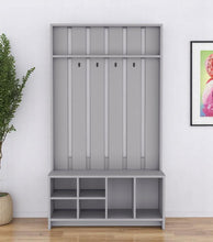 Load image into Gallery viewer, 68" Wood Four Hook Coat And Shoe Rack - Gray