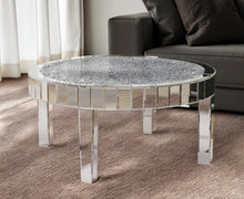 Load image into Gallery viewer, 31" Mirro Glass And Faux Crystal Round Coffee Table - Silver