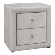 Load image into Gallery viewer, Velvet Two Drawer Nightstand - Light Gray