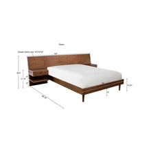 Load image into Gallery viewer, Queen Size Bed With Attached Nightstands And Hidden Storage - Pecan