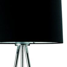 Load image into Gallery viewer, Tripod Floor Lamp With Black Fabric Drum Shade - Silver