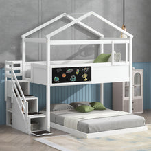 Load image into Gallery viewer, House Style Bunk Bed With Storage Staircase And board