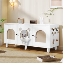 Load image into Gallery viewer, Furniture Style Cat Cabinet Cat Litter Box With Sisal Scratching Door - Cream White