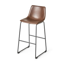 Load image into Gallery viewer, Barstool With Upholstery And Foot Rail - Vintage Brown
