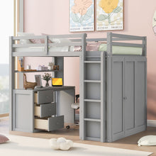 Load image into Gallery viewer, Loft Bed With Drawers, Desk, And Wardrobe