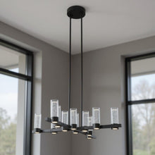 Load image into Gallery viewer, Candle Style Twelve Light Transparent Metal LED Dimmable Chandelier With Shades - Black / Clear
