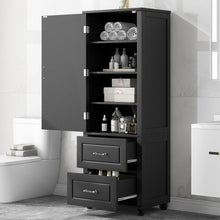 Load image into Gallery viewer, Tall Freestanding Bathroom Storage Cabinet With 2 Drawers And Adjustable Shelf