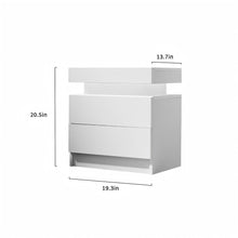 Load image into Gallery viewer, Modern LED Bedside Table Cabinet With Adjustable Lights And 2 Drawers - White