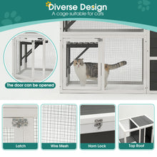 Load image into Gallery viewer, 3 Tier Wooden Outdoor & Indoor Cat House Suitable For 1-3 Cats Cat Enclosure Resting Box With 4 Platforms And 2 Doors Cat Shelter Kitty House With A Jump Box For Hiding And Resting Cat Cage - Gray