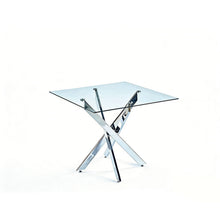 Load image into Gallery viewer, Dining Table With Cross Metal Leg And Tempered Glass, Modern Space Saving Kitchen Table For Living Room Legs, Square Table