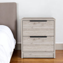 Load image into Gallery viewer, 19" Light Wood Two Drawer Nightstand - Gray