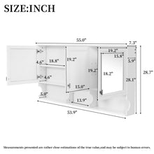 Load image into Gallery viewer, Wall-Mounted Mirror Medicine Cabinet With Adjustable Shelf And Open Shelves, Bathroom Storage Cabinet Over Toilet - White