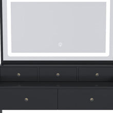 Load image into Gallery viewer, 30" Wood Lighted Vanity Five Drawer Dresser - Black