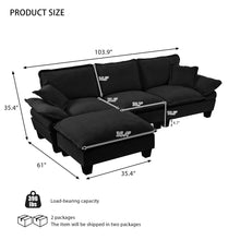 Load image into Gallery viewer, Modular Sectional Sofa With Movable Ottoman & Pillows