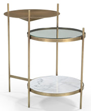 Load image into Gallery viewer, 24" Iron Round End Table With Shelf - Brass