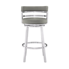 Load image into Gallery viewer, 39" Faux Leather Swivel Low Back Bar Height Bar Chair - Gray / Silver