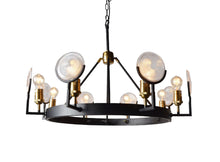 Load image into Gallery viewer, Unique Statement Eight Light Metal Chandelier With Shades - Black / Gold