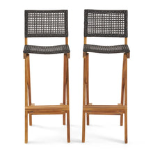 Load image into Gallery viewer, Outdoor Folding Acacia Wood Barstools With Rattan Backrest And Seat