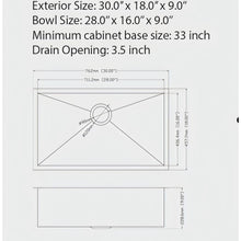 Load image into Gallery viewer, Undermount Kitchen Sink 16 Gauge Single Bowl Stainless Steel
