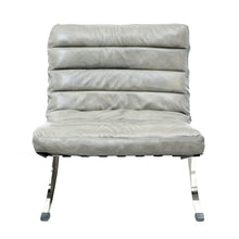 Load image into Gallery viewer, Tufted Leather Upholstered Folding Lounge Chair - Gray / Silver