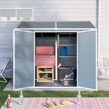 Load image into Gallery viewer, Resin Outdoor Storage Shed With Two - Window And Double - Door, Plastic Shed With Floor For Gargen, Patio, Yard, Lawn