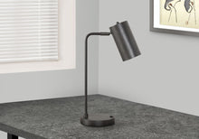 Load image into Gallery viewer, Metal Round USB Table Lamp With Gray Cylinder Shade - Gray