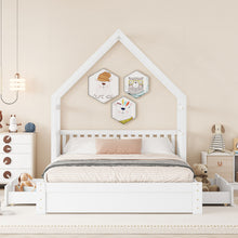 Load image into Gallery viewer, House Style Platform Bed With Guardrail And 2 Drawers