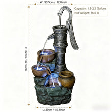 Load image into Gallery viewer, Hand Pump Water Fountain With LED Lights - Gray