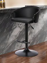 Load image into Gallery viewer, 24" Faux Leather And Iron Swivel Low Back Adjustable Height Bar Chair - Black