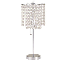 Load image into Gallery viewer, Metal Bedside Table Lamp With Clear Drum Shade - Silver