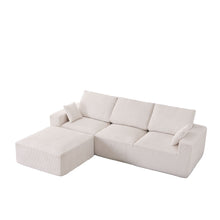 Load image into Gallery viewer, Modular Sectional Sofa With Ottoman, USB And Type C Charger, Petal Armrest Design